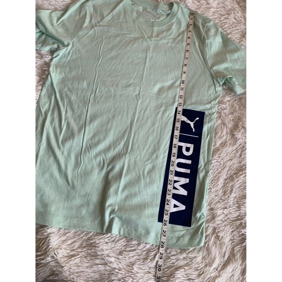 Women’s T-Shirt Size M PUMA Oversize Jock Tag Tee Mist Green - Dark Deni TD29009 - Picture 6 of 11